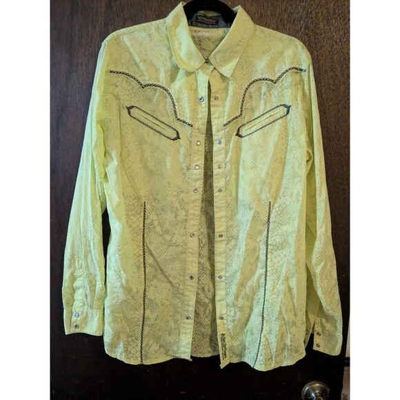 Rock 47 By Wrangler XL Yellow Green Snap Up - Picture 1 of 9